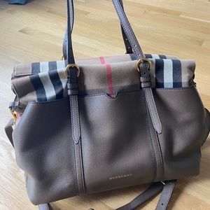 Burberry diaper bag color taupe